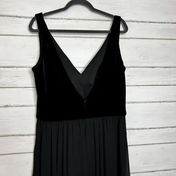 Mori Lee Black Velvet Chiffon Gown Dress Plus Size 16 - Picture 14 of 15